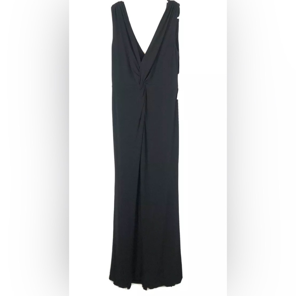 Calvin Klein, Women’s Twisted Knot Gown, Black, Size 4, Long Dress, V-Neck